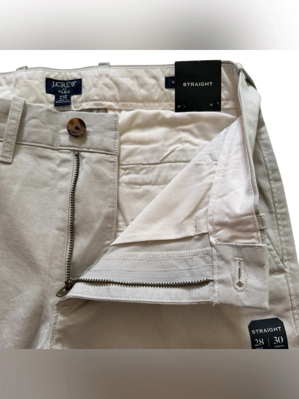 J.Crew Chino Pants Mens 28x30 Gray Flex Straight Fit H3186 NWT
